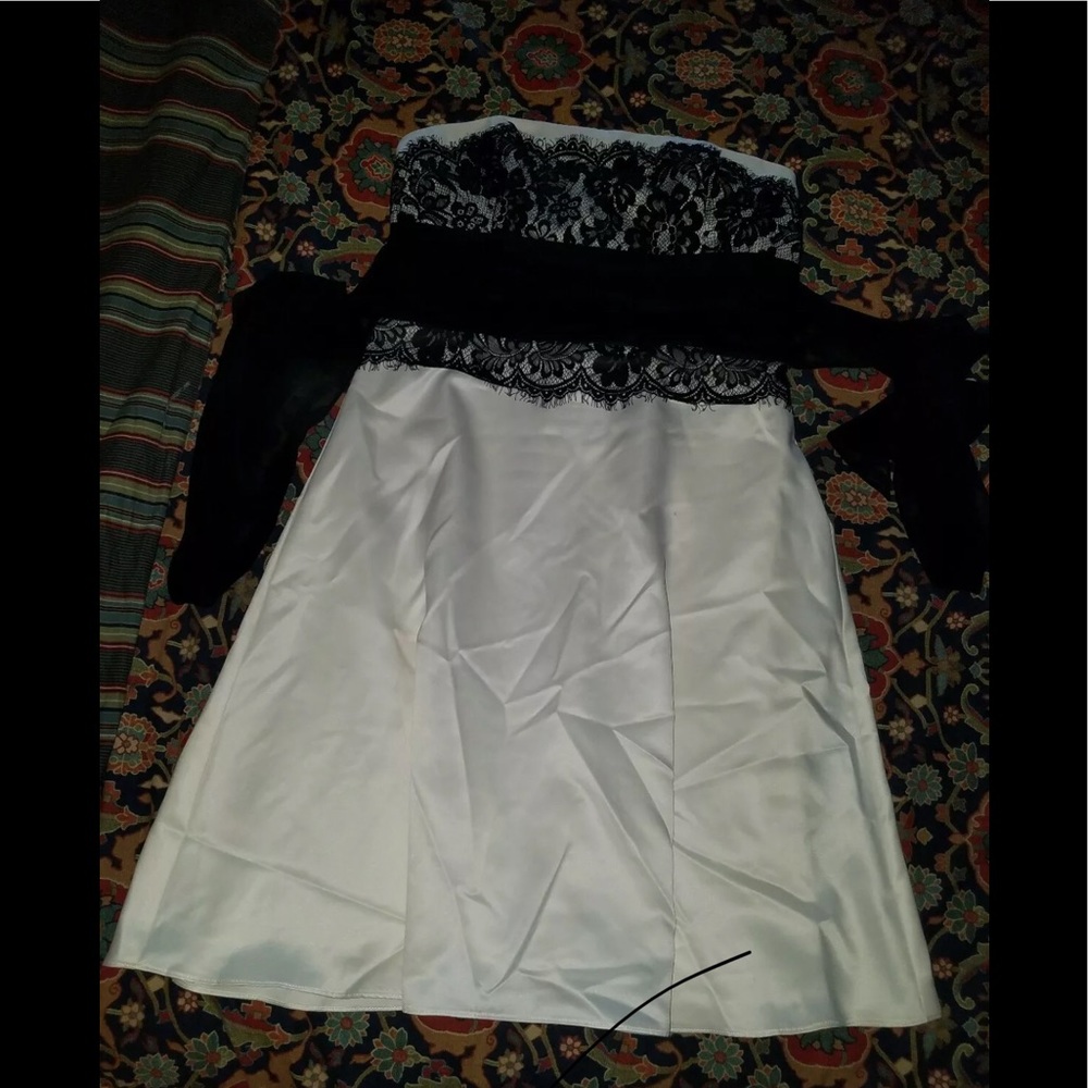 Strapless Satin Cocktail Dress Lace Belt